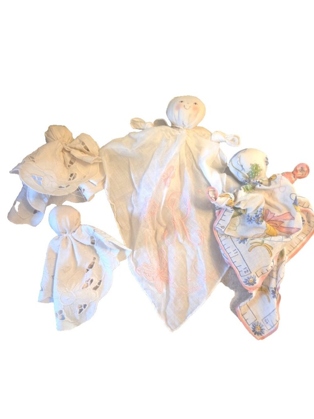 4 Handkerchief Dolls Hankie Handmade Quiet Bessie Vintage Church